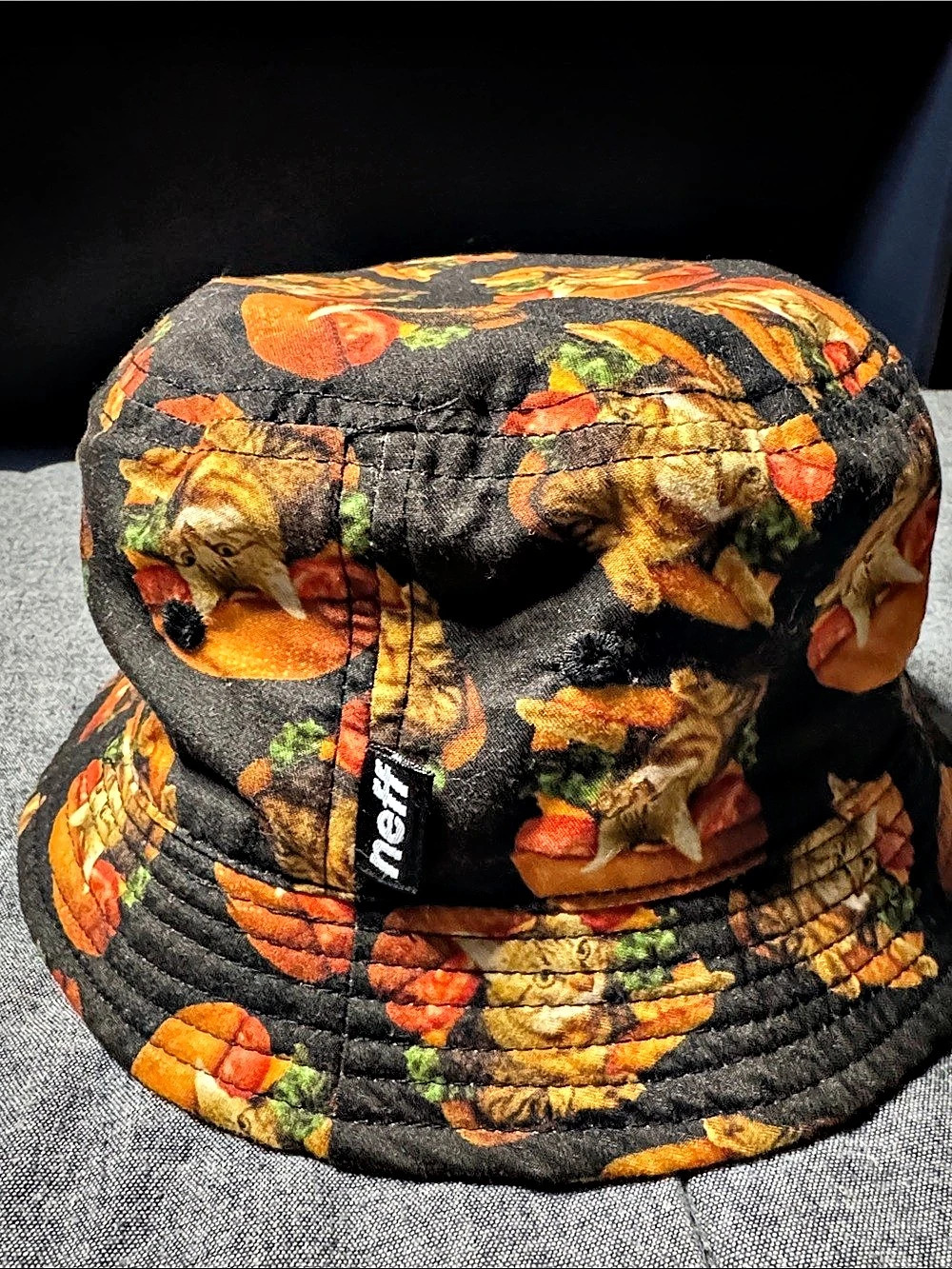 Neff Animal Print Bucket Hat in Black & Orange Like New